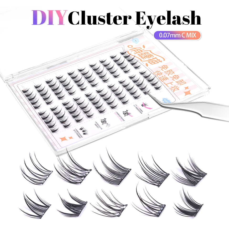 10 Lines of Large Capacity Glue-free False Eyelashes Single Cluster 10-12MM C-curled Natural Self-adhesive false Eyelashes