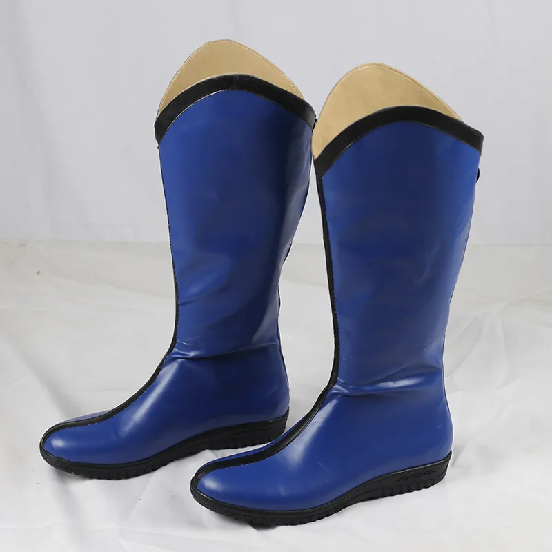 Chaussures de Costume de Cosplay Anime X-MAN Wolverine Logan, bottes bleues en Faux cuir faites à la main