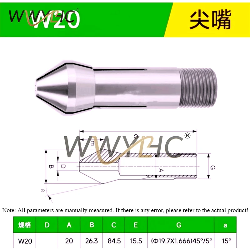 W20 Precision Cylinder Clamp Knife Sharpener, Pointed Nose & Flat Head for Lathe Chuck