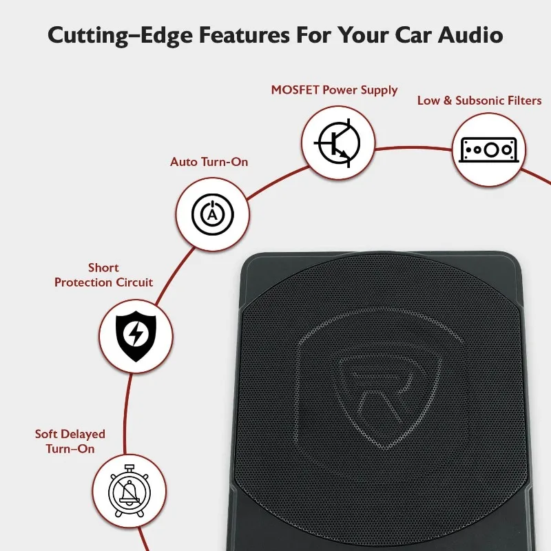 SS10P 800W مضخم صوت نشط للسيارة/الشاحنة بقوة 800 وات، أمبير مدمج، مقبض جهير سلكي عن بعد، ألومنيوم مصبوب، للسيارة