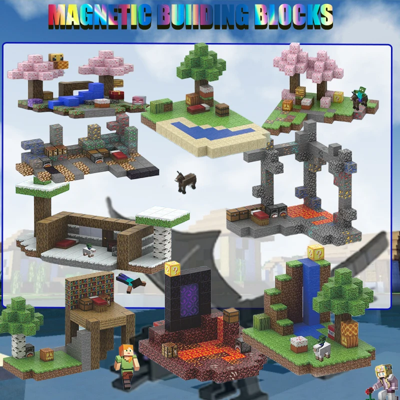 

Magnetic building blocks - DIY stacked magnetic cubic building toys for children, sensory education toys, handmade products