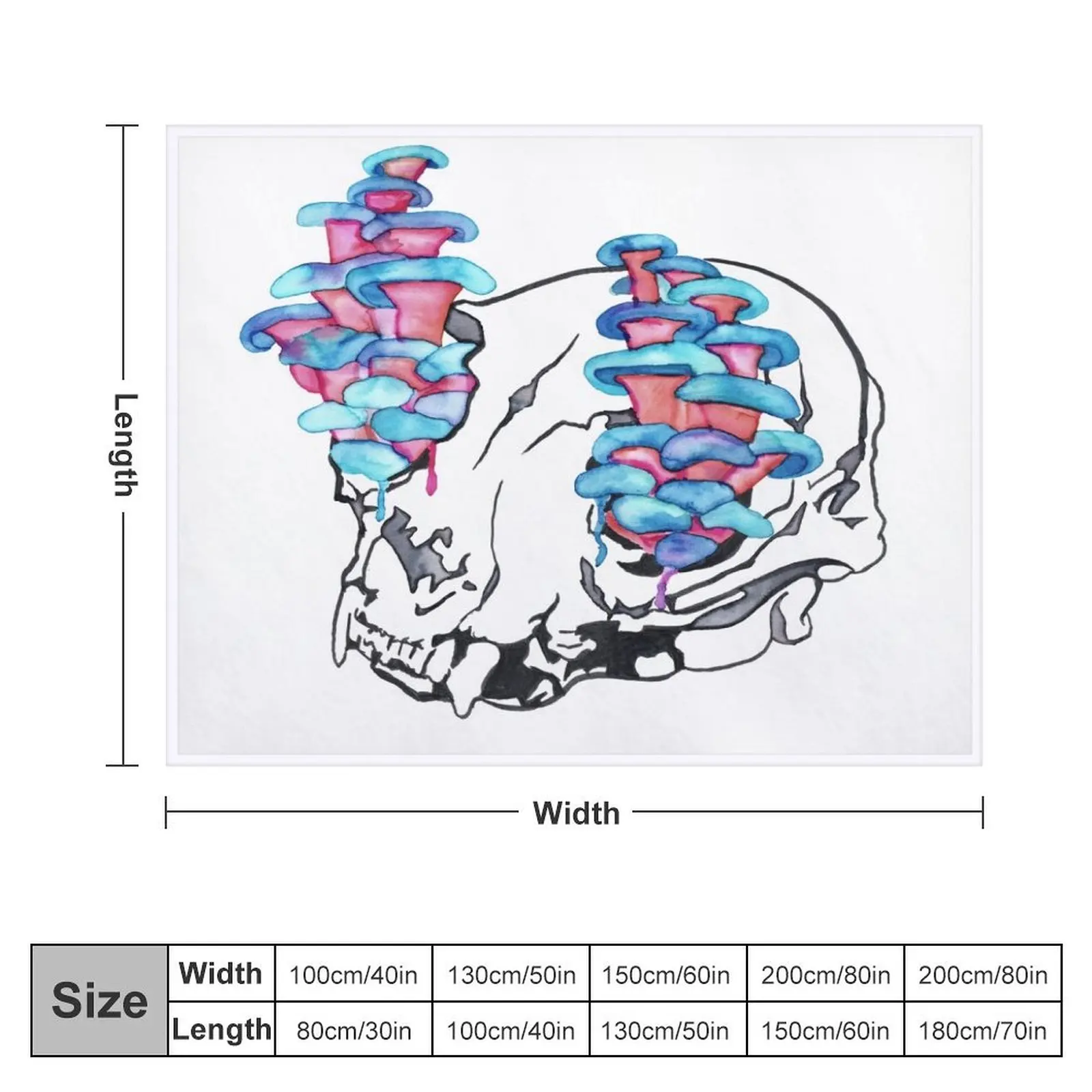 Feline Skull with Mushrooms (watercolor) Throw Blanket Sofa Quilt Kid'S cosplay anime decorative Blankets