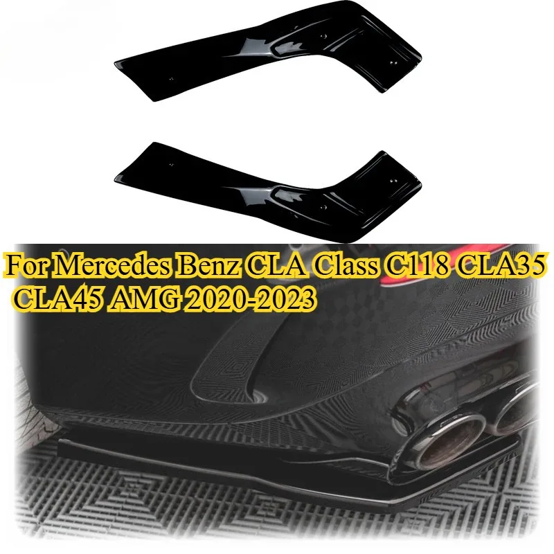 

2PCS for Mercedes Benz CLA Class C118 CLA35 CLA45 AMG 2020-2023 Rear Bumper Side Splitter Spoiler Lip Cover Trim By Gloss Black