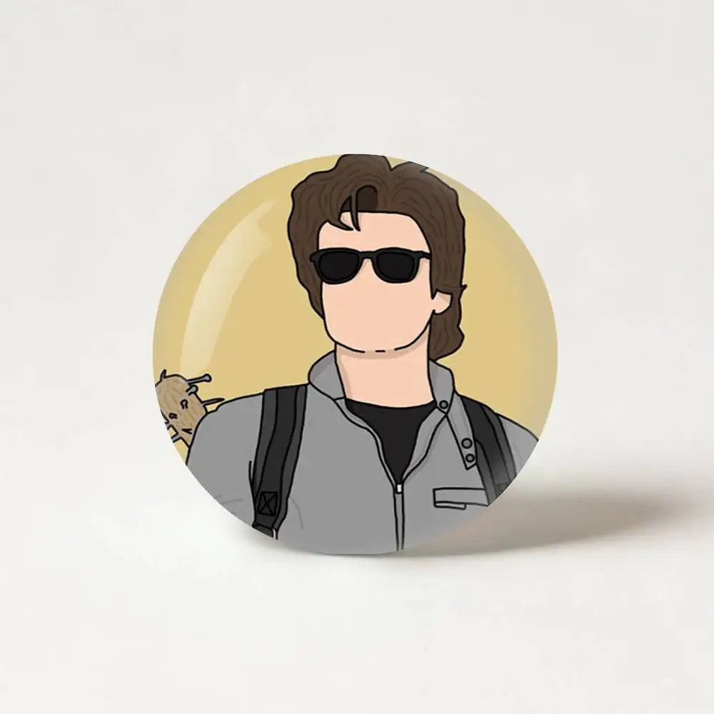 COOL S-Steve H-Harrington-S Badge fragmentation laser Game Figure Soft Button Pins Handmade Cartoon Round Brooch Bag