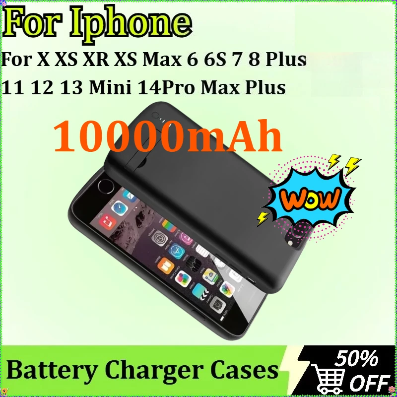 

For Iphone X XS XR XS Max 6 6S 7 8 Plus 11 12 13 Mini 14Pro Max Plus Battery Charger CaseBattery Case Power Bank 10000mAh