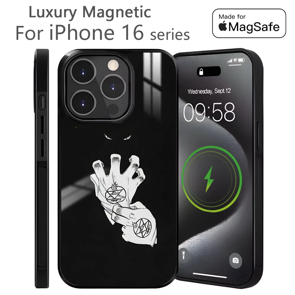 

F-FULLMETAL A-ALCHEMIST Phone Case For iPhone 16 15 14 13 12 11 Pro Max Plus Mini Magnetic Magsafe Wireless Charging Cover