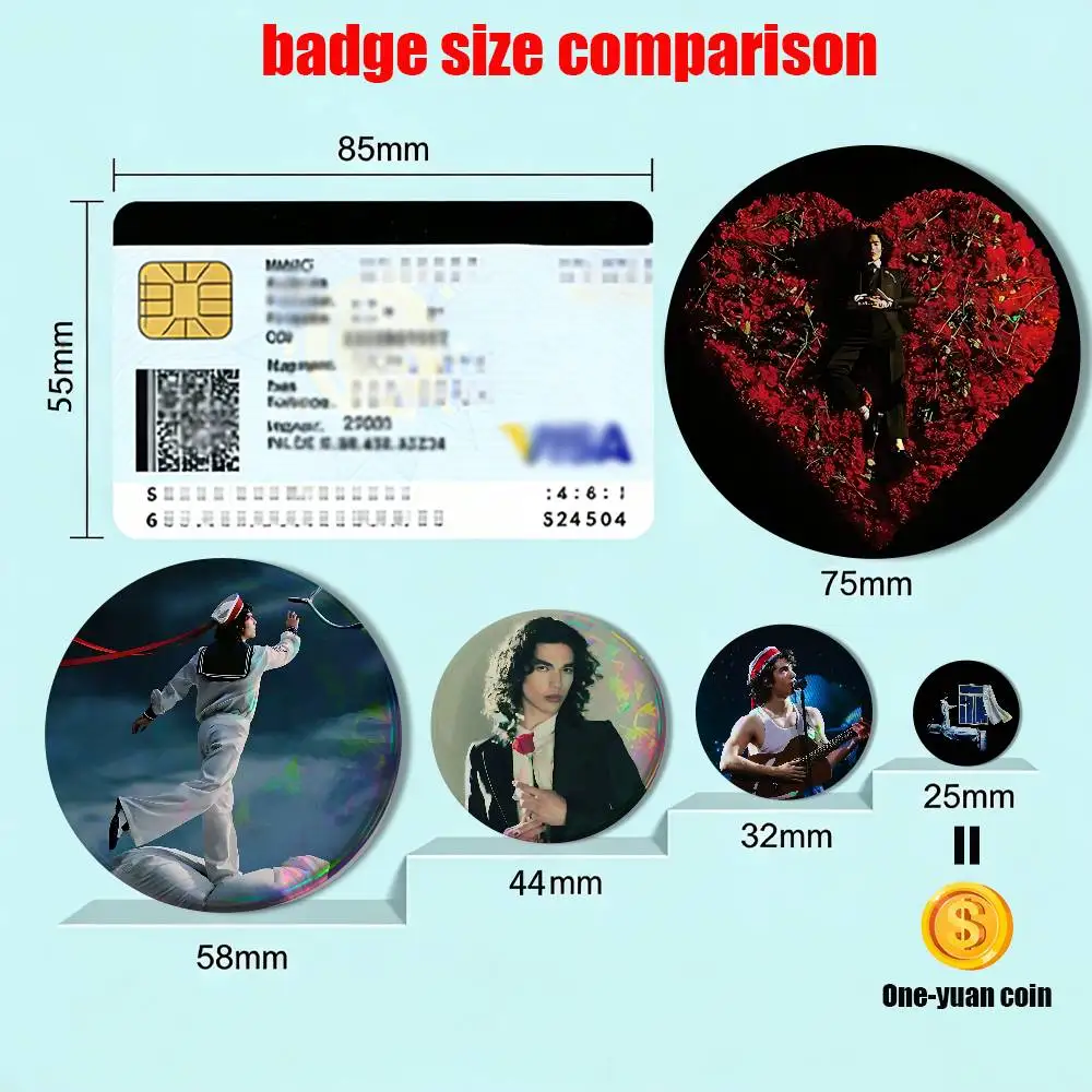 Symbolic art patterns Wishbone Conan Gray Laser reflective round badges pins bag clothing decorations collectibles gifts