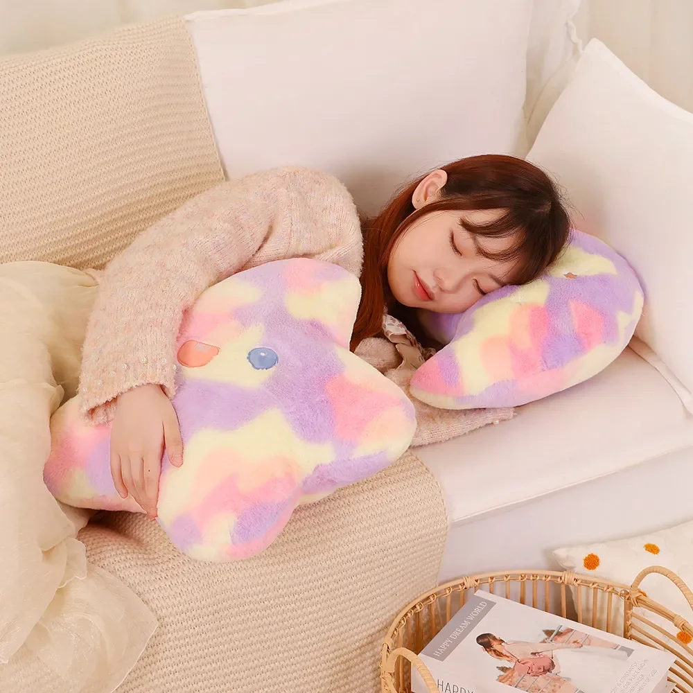 Oreiller en peluche couleur arc-en-ciel, étoile, lune, décor pelucheux, tulipe rose jaune, coussin pour canapé, chaise, lit, lit, lit, cadeau