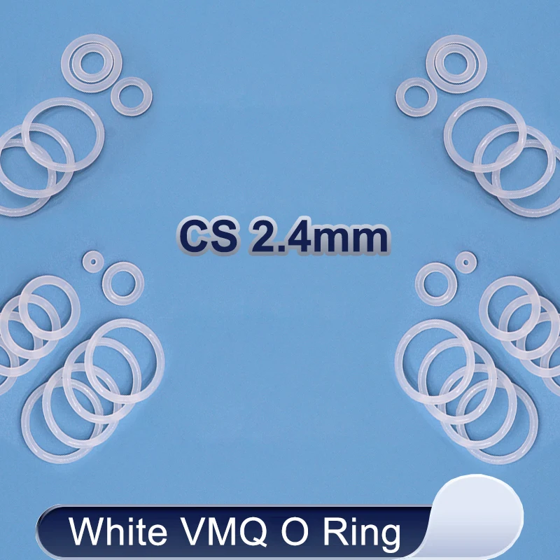 

10/50pcs White Silicone VMQ O Ring CS 2.4mm OD 6/7/8/9 ~ 90mm Nontoxic Good Sealing Cooker Washer Silicone Rubber Seal Gaskets