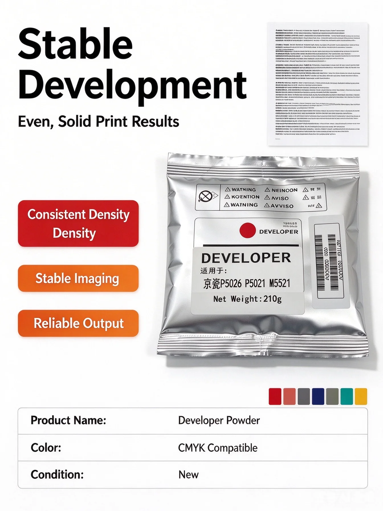 Color Developer Powder For Kyocera FS-C8525 FS-C8520 C8525 TASKalfa 255c 205c Printer,For Copystar CS205c CS255c Developer Toner