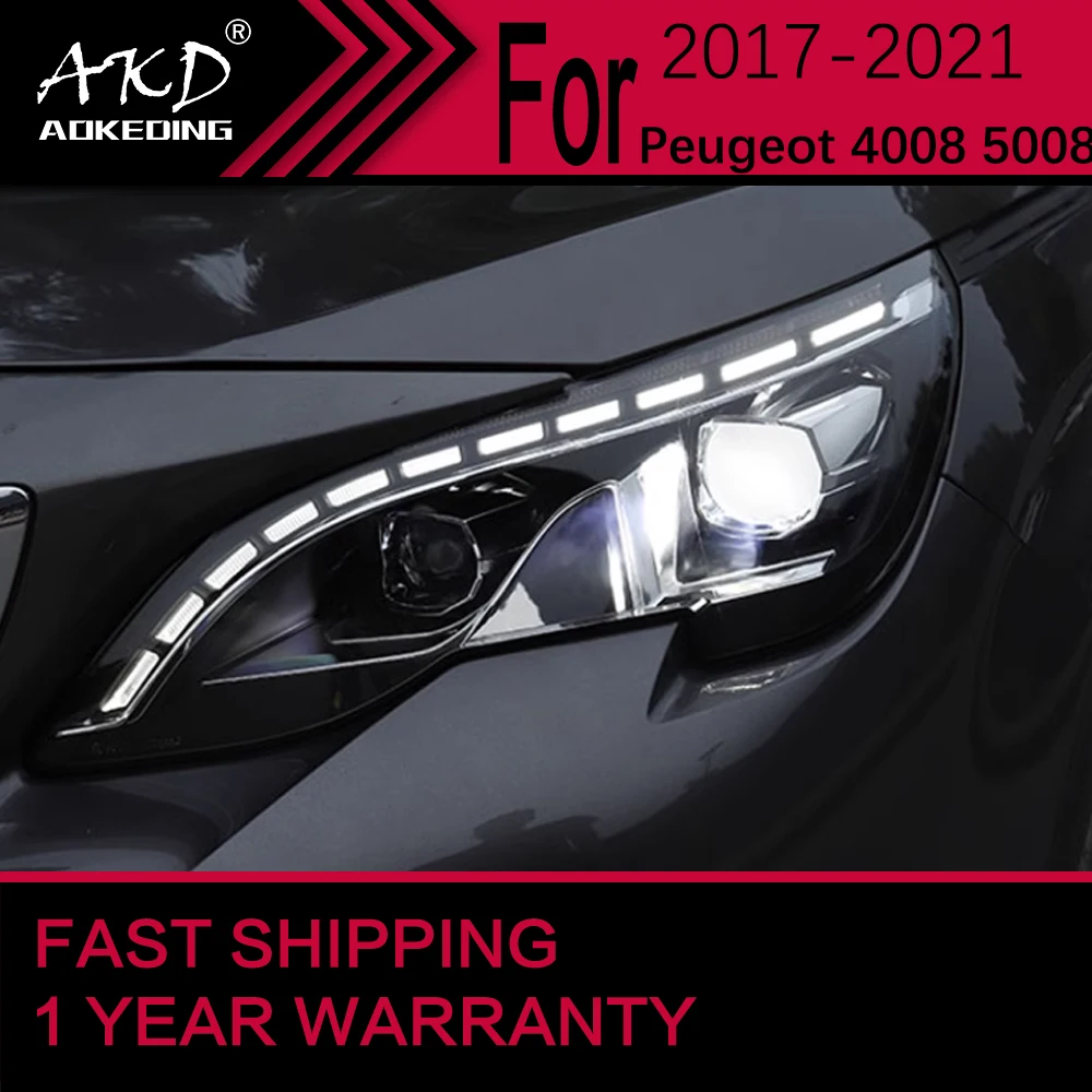 Car Lights for Peugeot 4008 5008 LED Headlight 2017-2021 4008 5008 Head Lamp Drl Projector Lens Automotive Accessories