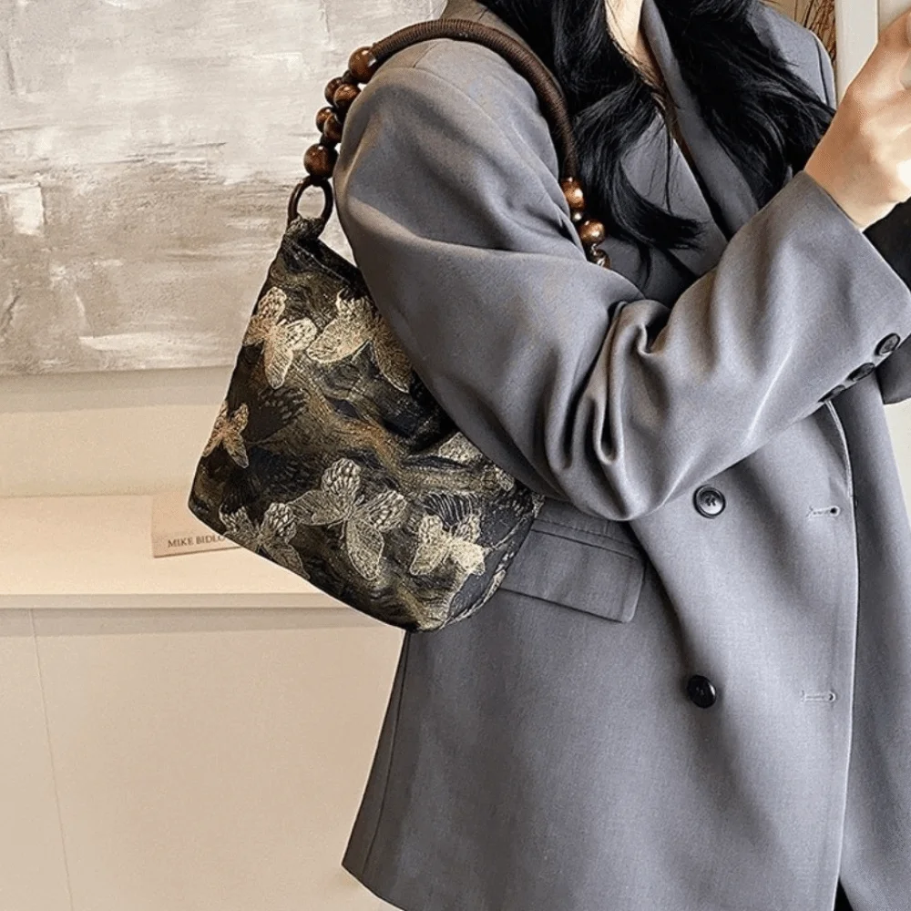 New Silk Embroidered Embroidered Handbag Artistic Style Modern Chinese Style Underarm Bag Versatile Shoulder Bag for Women