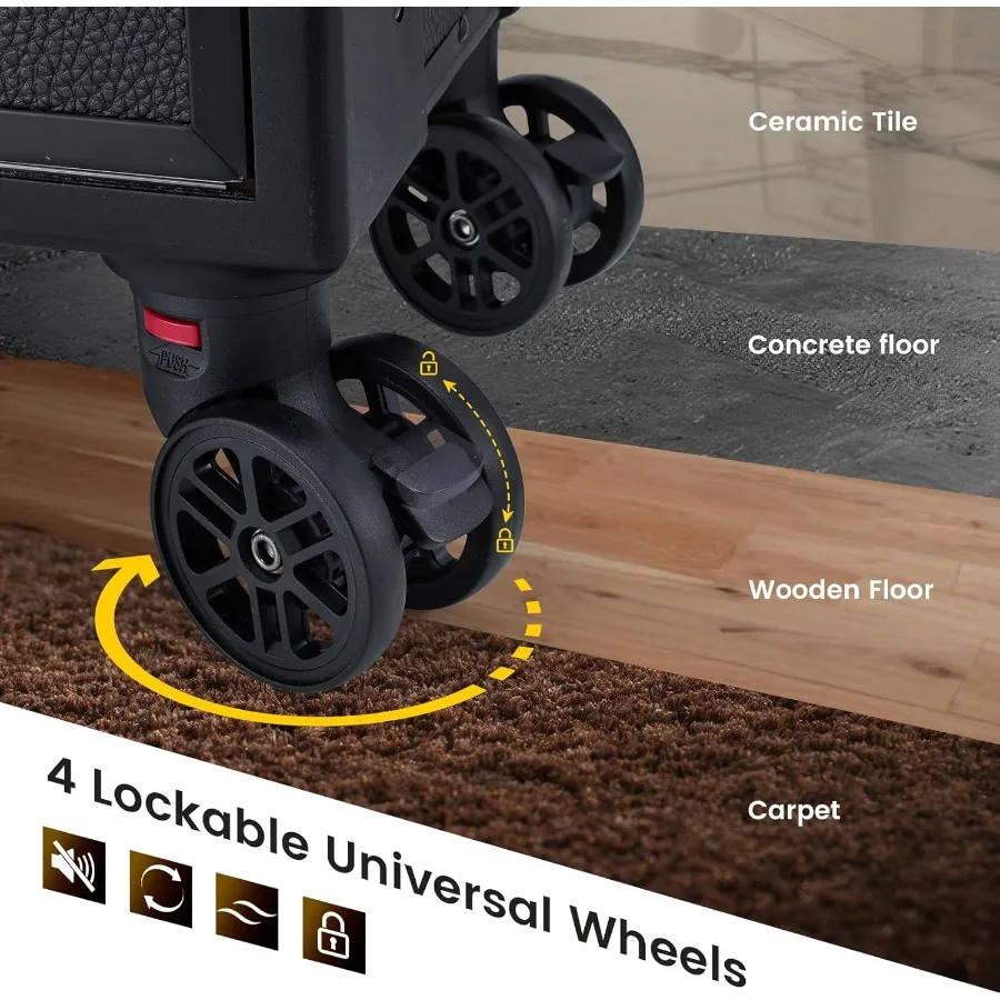 Koper Rias Profesional 3 in 1 Beroda, Koper Kosmetik dengan Roda, Koper Rias untuk Perjalanan, Koper Rias dengan Tas Rias