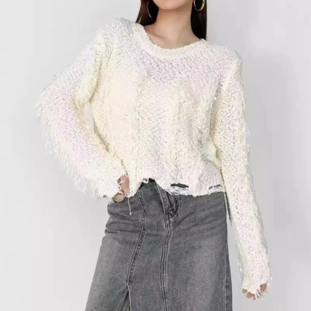 

Design Sense Wear Women's Long Sleeve Knitted Sweater Korean Style Loose Fit Slim round Neck Autumn New