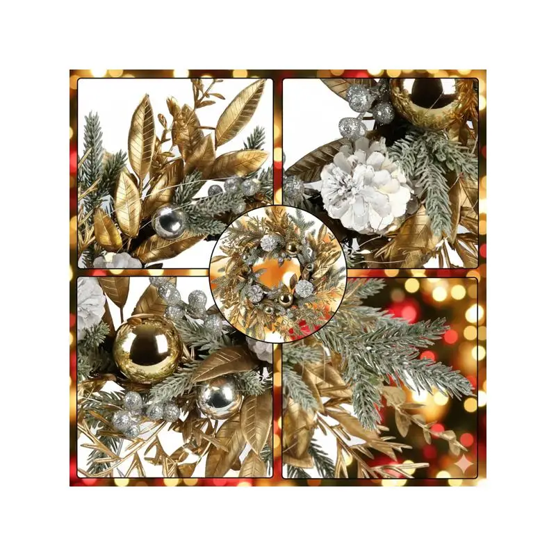 Ghirlanda natalizia da 20 pollici con luci LED bianche calde, decorazioni per porte natalizie, spedizione FBA