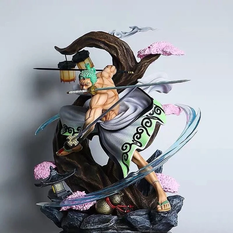 

25cm GK Statue Model Crazy Tiger Zoro One Piece Anime Figure Three Knives Flow Luminous Collectibles Toys Kids Christmas Gifts