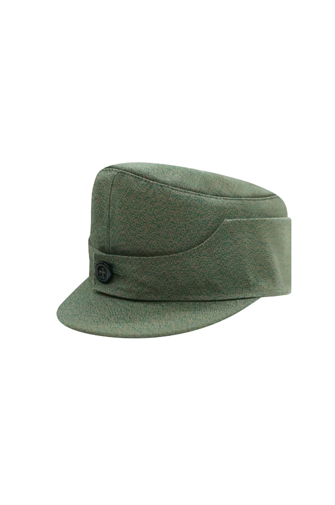 

GHFA-030-EM WWII German Police Gebirgsjager Single Button Bergmütze EM Summer Mottled Green Field Cap