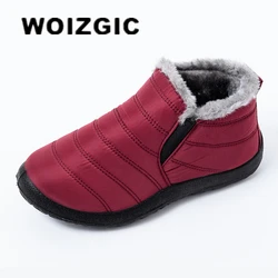 WOIZGIC impermeabile neve donna madre scarpe da donna piattaforma stivaletti inverno autunno peluche pelliccia calda antiscivolo morbida Botas Mujer