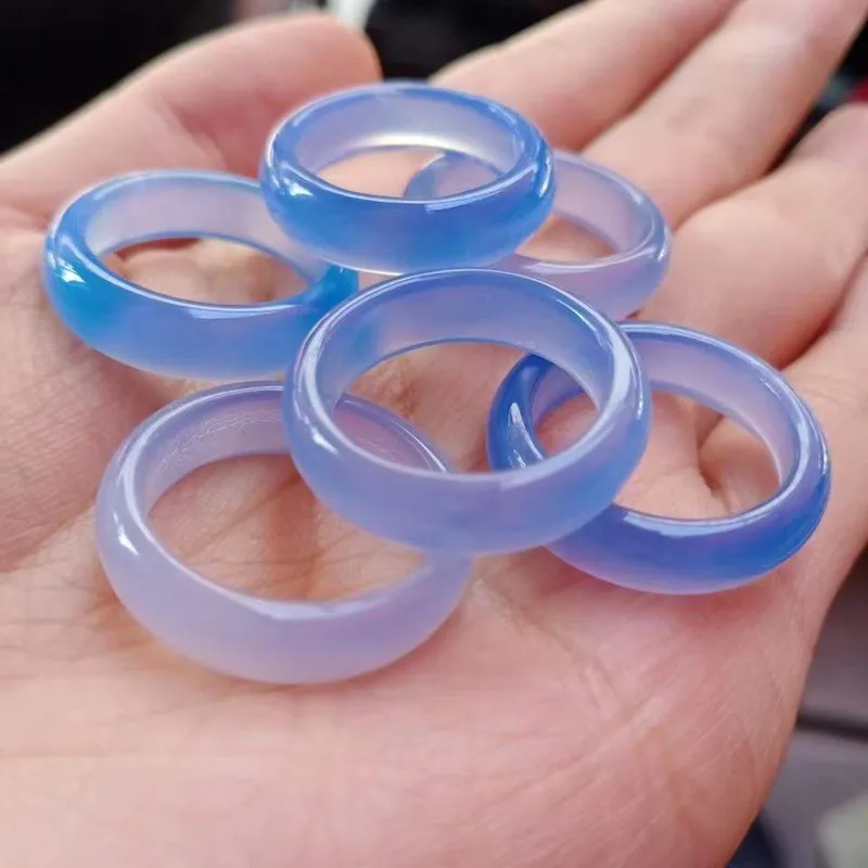 Girls Fashion HipHop Party Wedding Agate Ring Vintage Colorful Round Natural Stone For Women Unisex Finger Rings Charms Jewelry