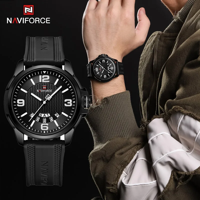 NAVIFORCE Brand 2023 Fashion Men\'s Watches Luminous Male Clock Silicone Strap Waterproof Wristwatches Quartz Relogio Masculino