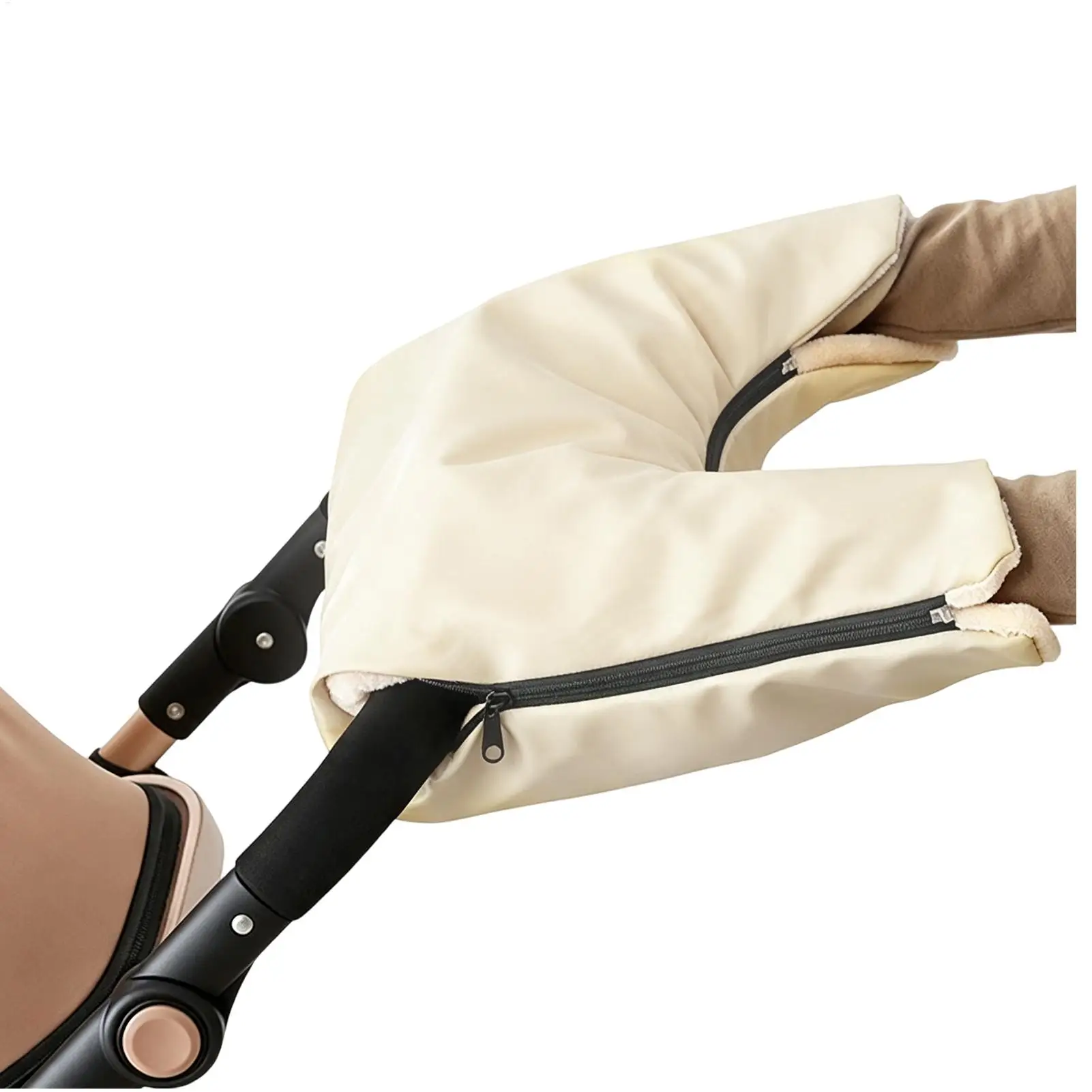 Pram Hand Muff Universal Waterproof Windproof Warm Fleece Anti Slip Thermal Gloves for Cold Weather Handlebar Outdoor Walking