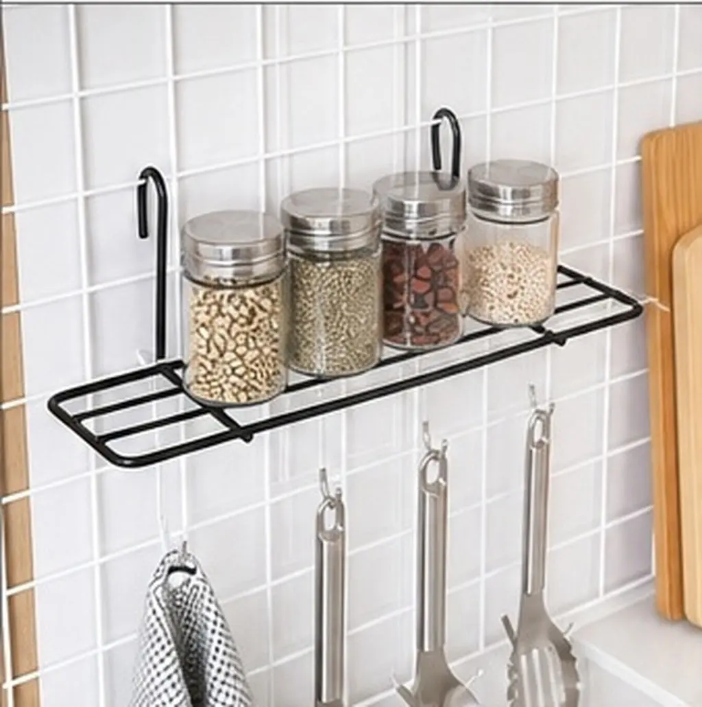 Black Wire Storage Basket Rack Straight Shelf for Grid Panel Wall Mount Display 25x10cm Stackable Interlocking Under Cabinet