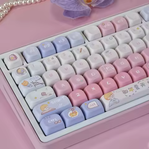 Hello Summer MOA Profile Custom Keycaps 130 Key Five Side Dye Sublimation PBT Keycaps for Cherry MX Switches Mechanical Keyboard