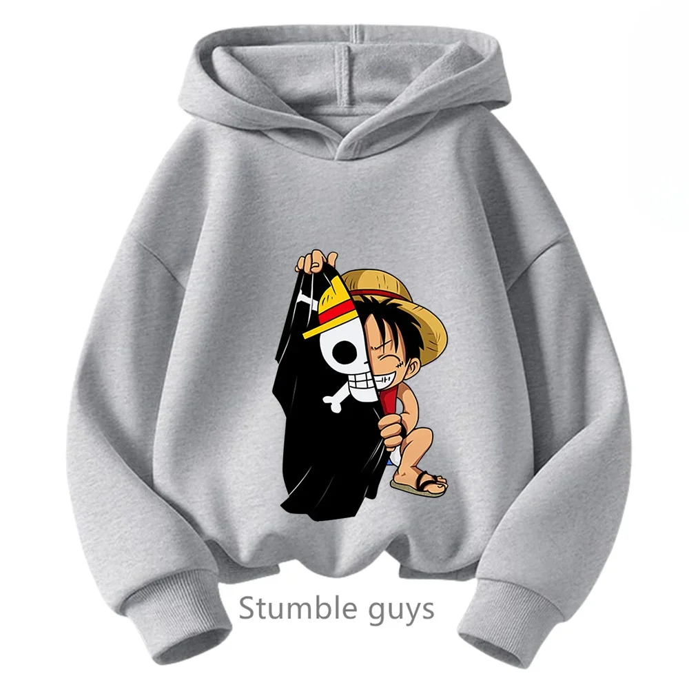 Anime Kids Clothes Boys One Pieces Hoodie Spring Autumn Girls Clothing Cartoon Luffy Zoro Sweatshirt Suit Teen Hooded Sonic Tops