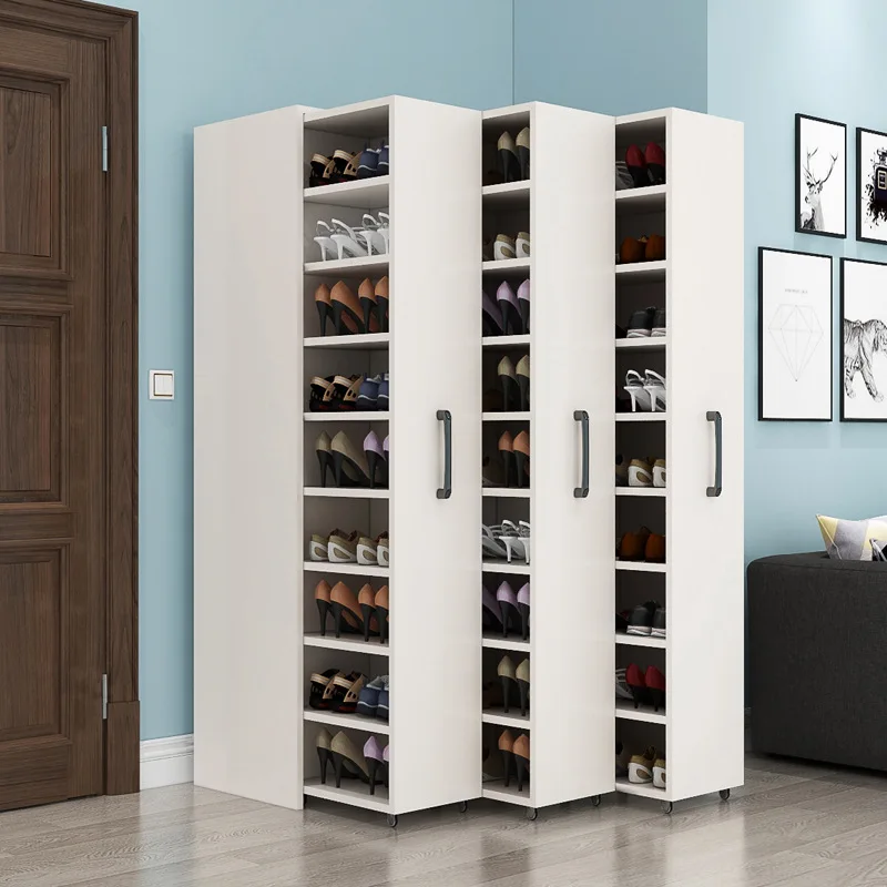Push-pull dust-proof shoe cabinet, large-capacity pulley side-pull shoe rack at home door, storage drawer type seam storage cabi