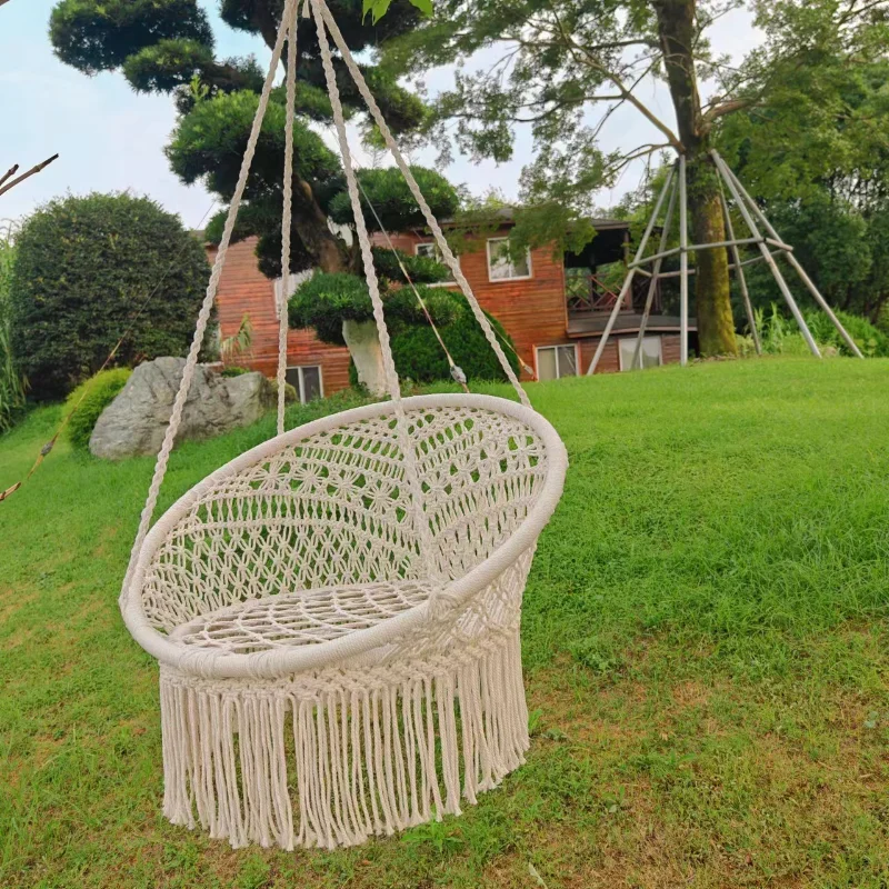 nordic-style-indoor-hanging-chair-cotton-rope-woven-ins-hanging-basket-fringed-swing-outdoor-internet-celebrity-lazy-bed-factory