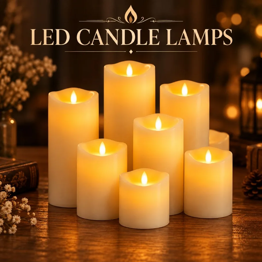 Flameless Flickering LED Candle Light Battery Operated  Electronic Pillar LED Candle Lamp for Christmas Wedding Party Home Decor