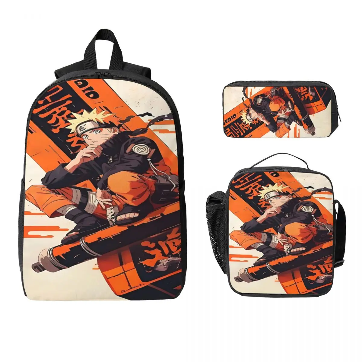 

Narutos Anime Uzumaki Kids Backpack Lunch Box Pen Bags for Boys Girls Backpacks Schoolbag Bookbag Set