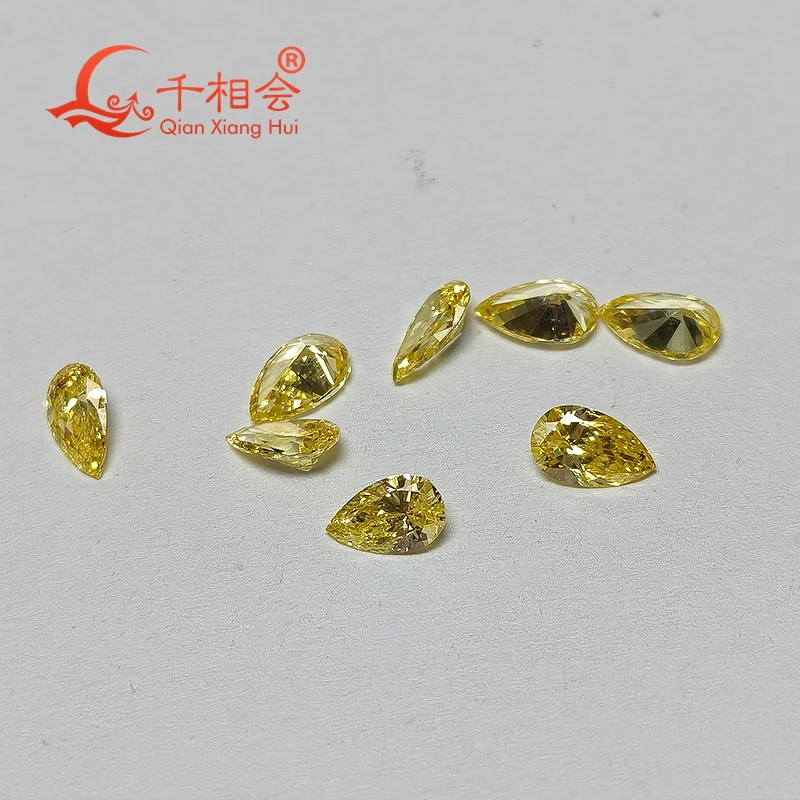 HPHT lab-grown diamond Melee pear-shaped vivid yellow color VS1 clarity, perfect for fine jewelry crafting loose stone view 4