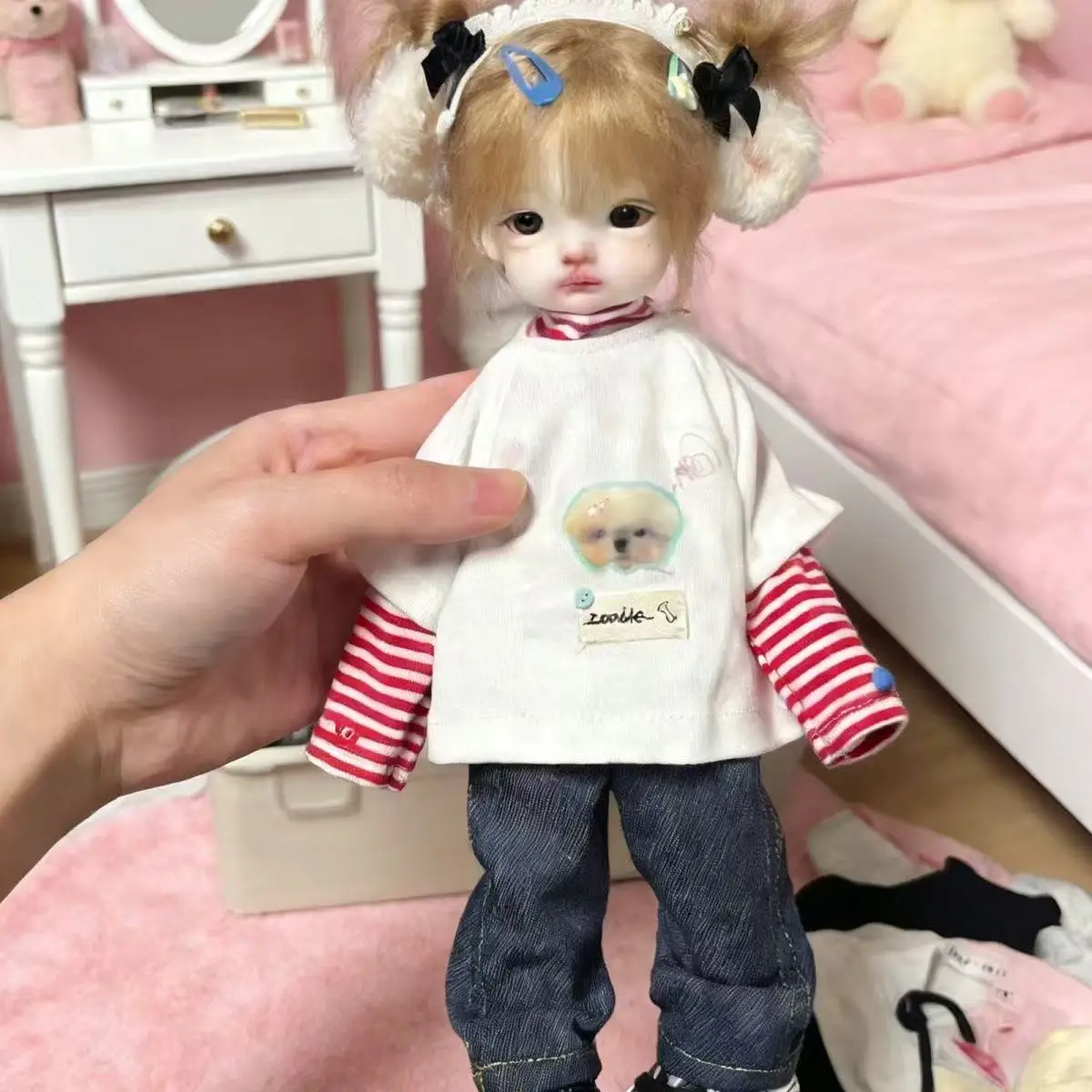 

Одежда для кукол BJD, подходящая для размера 1/6, милый полосатый жакет, комплект одежды, аксессуары для кукол (2 предмета)