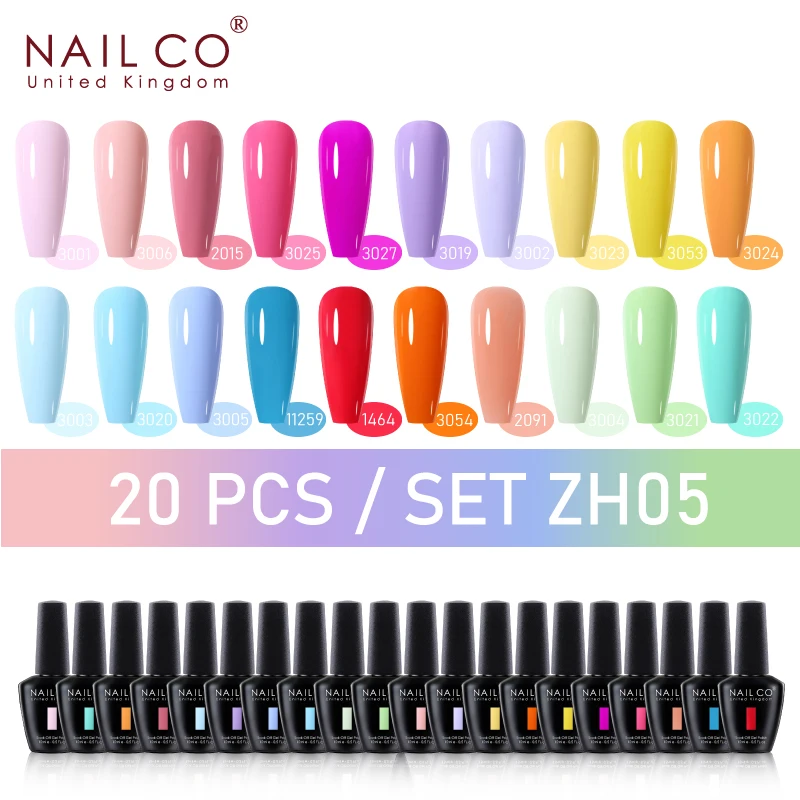 

NAILCO 20PCS Set Colors Nail Gel Polish Nail Art Semi-permanent UV Varnish Nail Supplies For Professionals For Manicure top coat