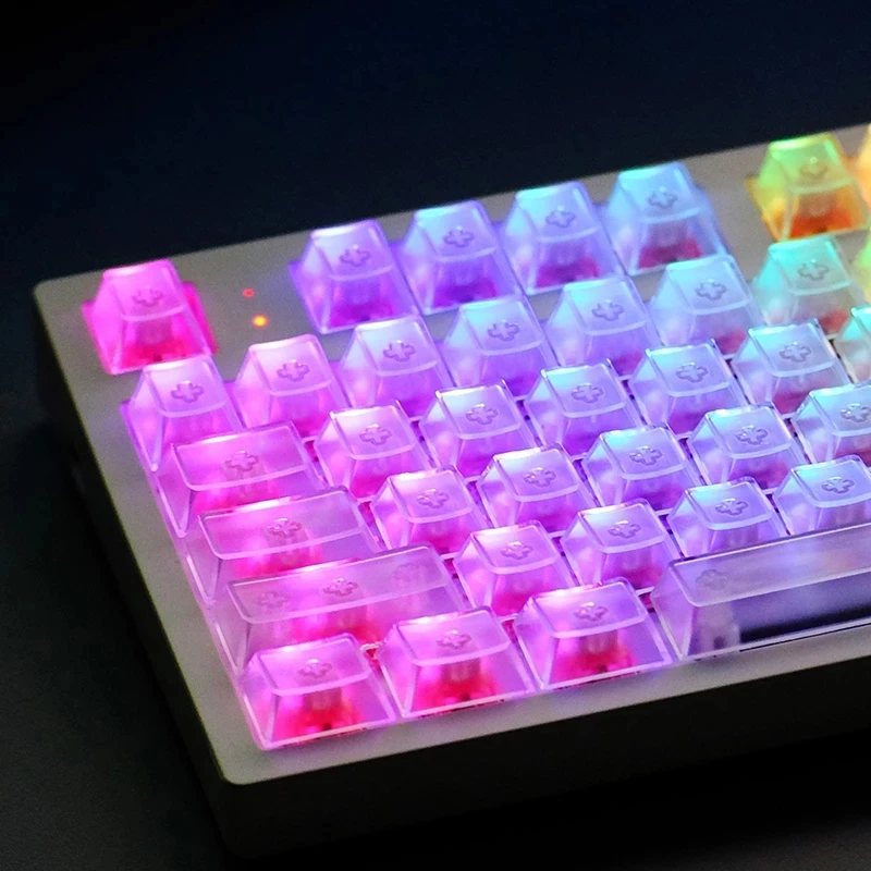 104 Keys Transparent ABS Keycaps Mechanical Keyboard OEM Profile Non-Engraved Backlight RGB Custom Blank Clear Key Cap Mx Switch