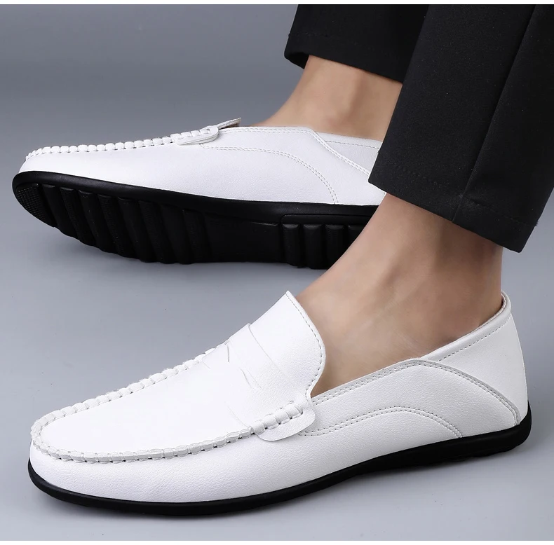 Herren-Slipper in Übergrößen, lässige Alltagsschuhe, neue Modelle für alle Jahreszeiten, weiche Sohle, Outdoor-Fahrerschuhe, weiße Schuhe, modische Schuhe für junge Leute, trendige Schuhe. – Detail 18