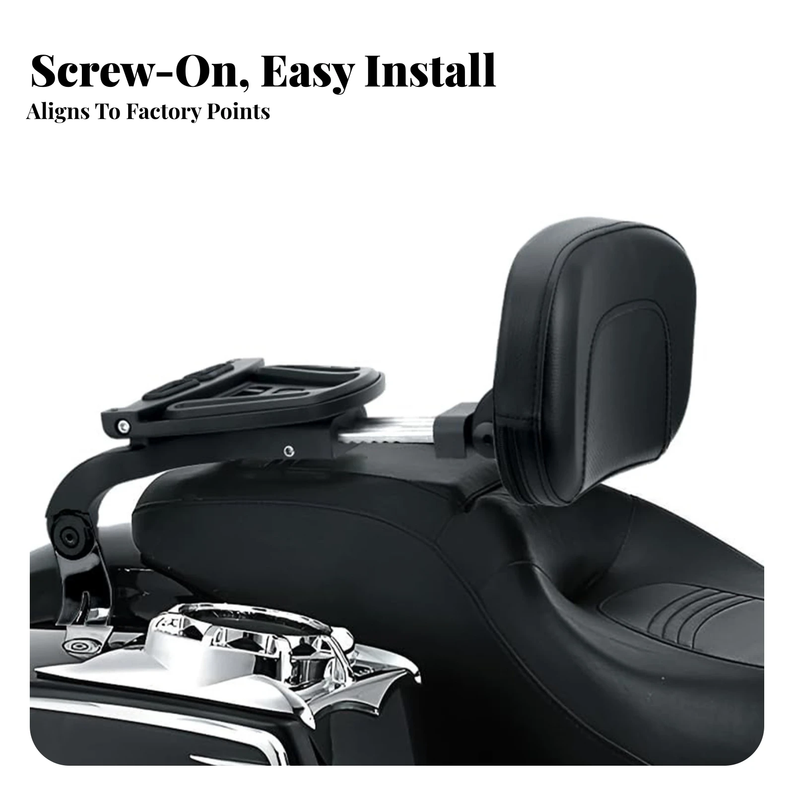 Motorcycle Rear Backrest Cushion Assembly Padded Motorcycle Backrest with Bracket Sissy Bar Pad Long-Lasting for Touring