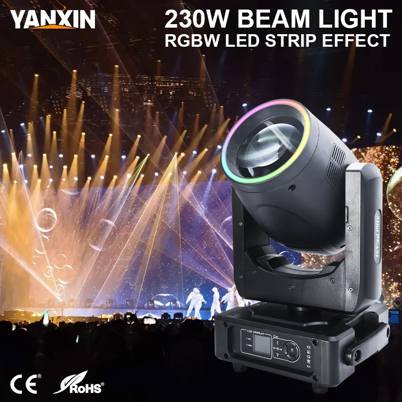 Mini 230W Beam Moving Head Lighting 14 Color 24 Prism Multifunctional Effect For Disco DJ Wedding Christmas Lights Audience