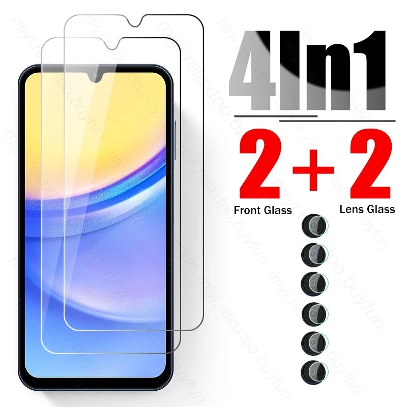 Vidrio Protector 4To1 para Samsung Galaxy A15 5G 4G SM-A156B, Protector de pantalla para lente de cámara de 6,5 pulgadas, vidrio templado, Samsun A15