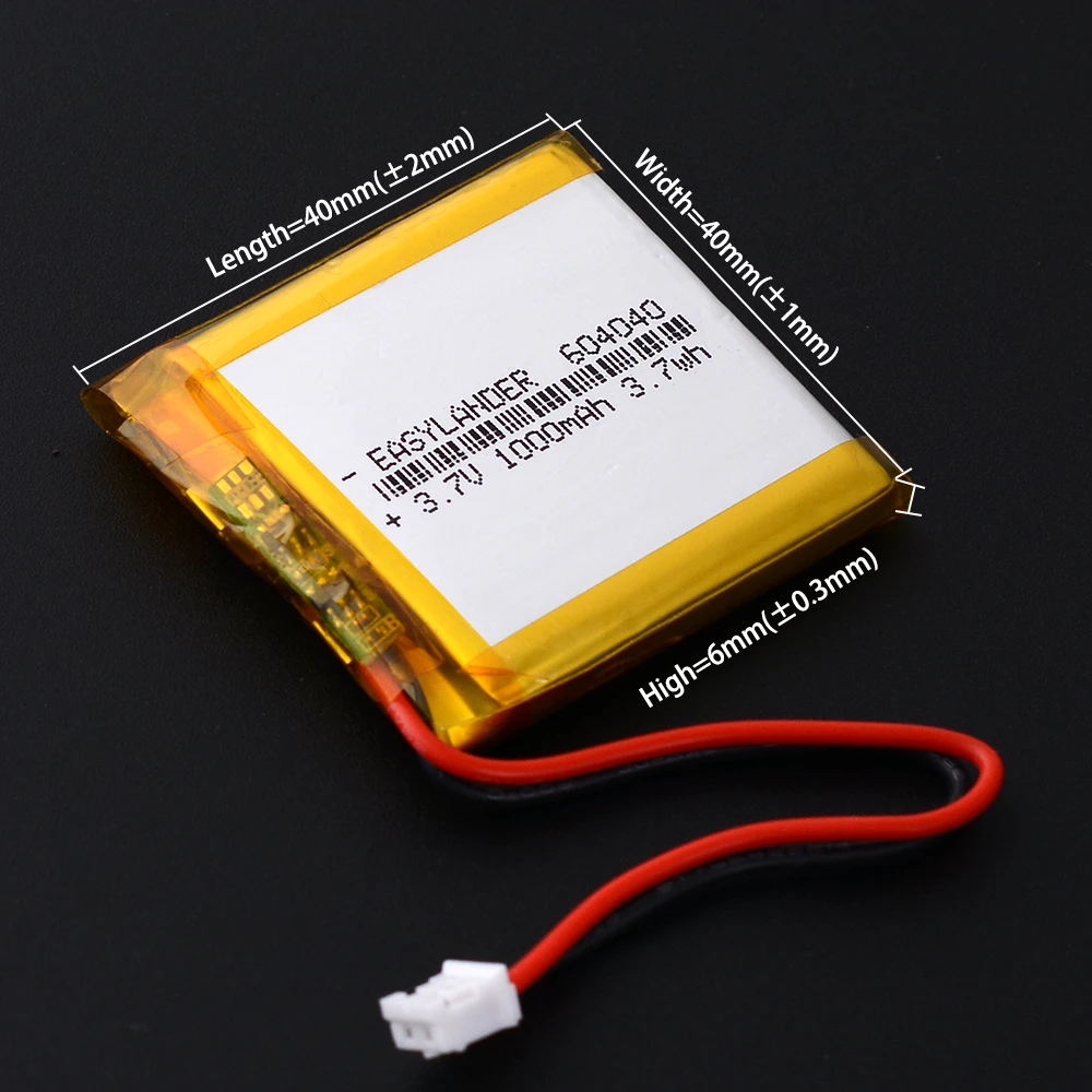 JST2.0mm 2Pin 804040 3.7V 1800mAh Lithium Polymer LiPo Battery 304040 404040 504040 604040 704040 904040 104040