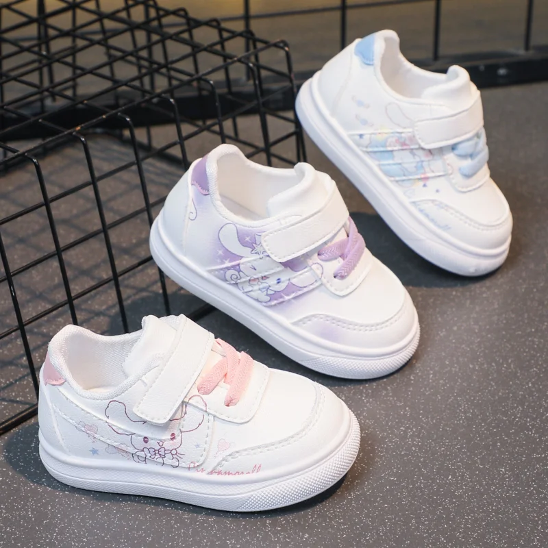 Girls Casual Shoes White Sneakers Cute Baby Girl First Walker Cartoon Sanrio Cinnamoroll Children Sport Shoes Non-slip Fashion