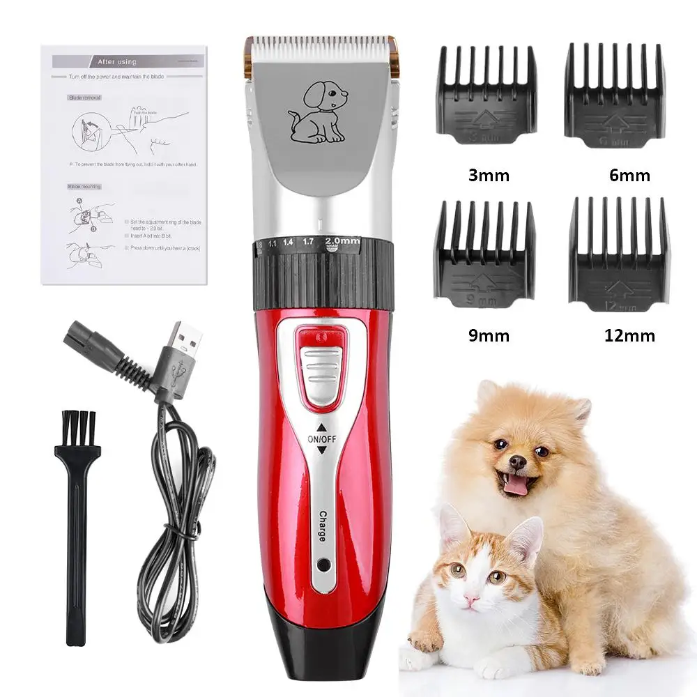 

USB Rechargeable Dog Clippers Cordless Pet Clippers Pet Grooming Kit Low Noise Pet Hair Clippers