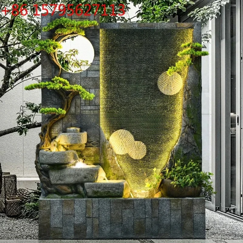 

Water curtain wall rockery living room landscape circulation water courtyard floor fountain decoration ornament