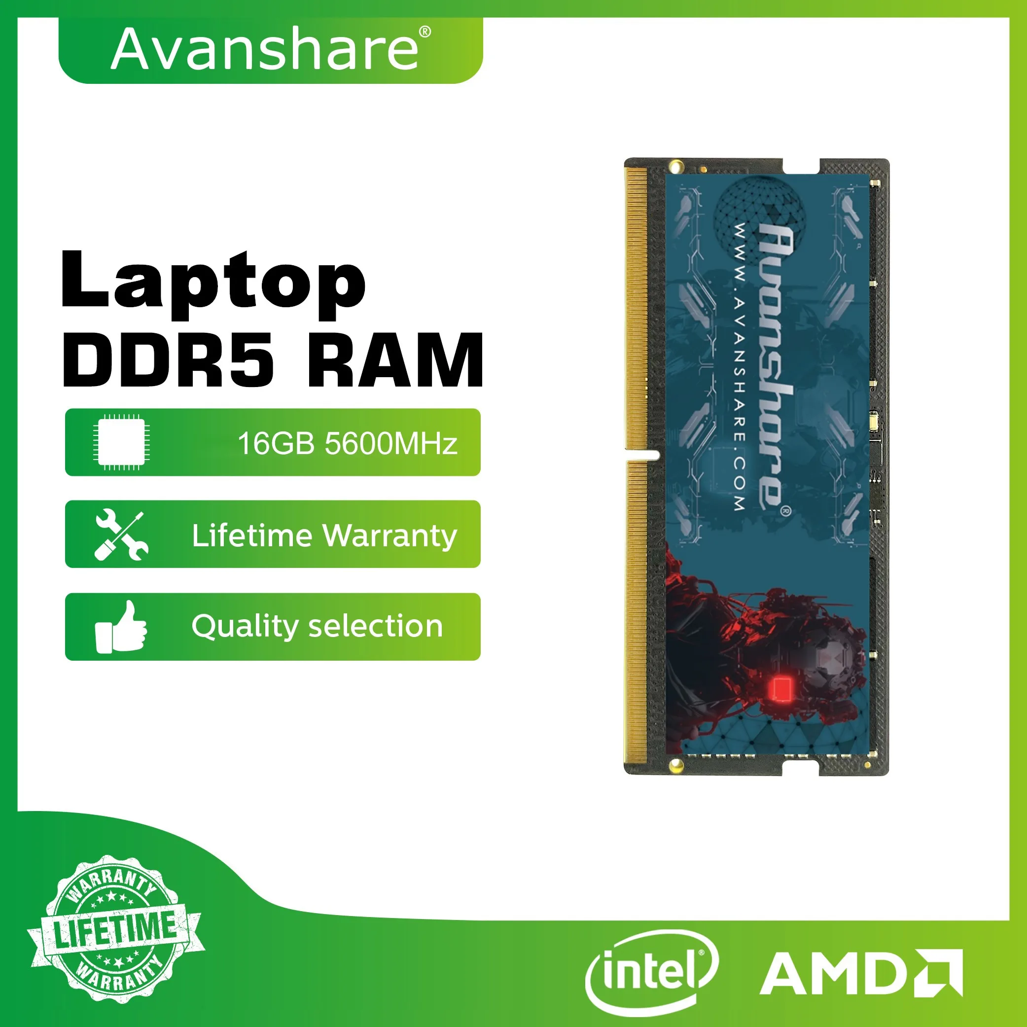 Avanshare memoria Ram para ordenador portátil DDR5 DDR4 8GB 16GB 32GB 2400Mhz 2666MHz 3200MHz 5600MHz compatible con ordenadores portátiles