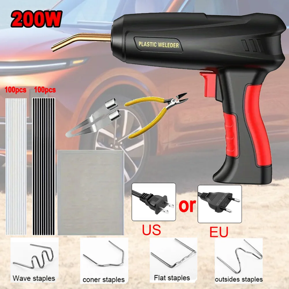 200W Upgraded Plastic Welding Gun Kit 110/220V Plastic Welder Soldering Bumper Repair Tool for Car Repair Nail Welding Wire Tool