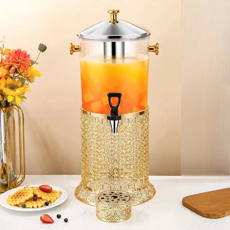 Luxury Commercial Catering Equipment Golden 8L Plastic Beer Tower Beverage Dispenser Stainless Steel Cold Juice Drink Dispensers