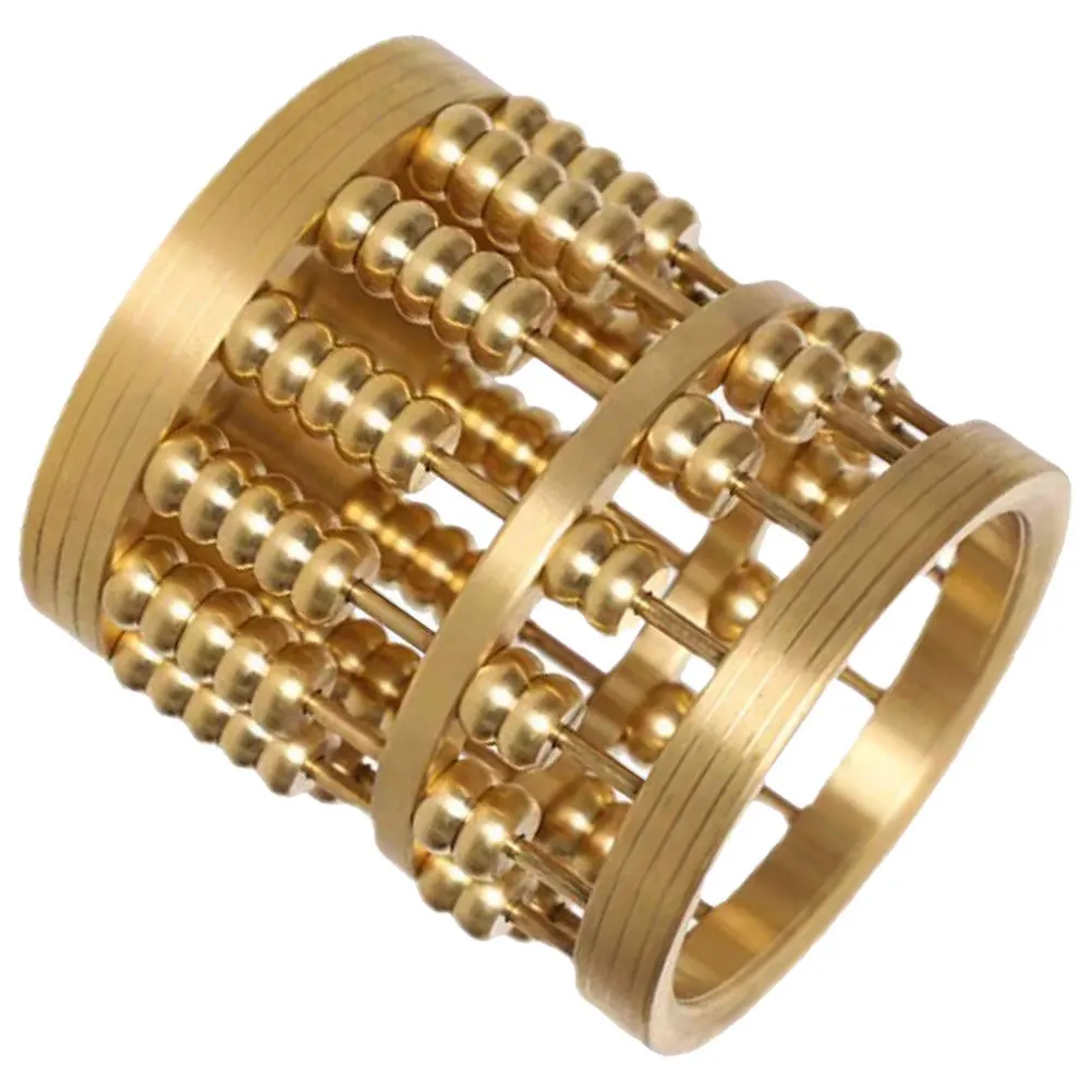 そろばん型ペンホルダー真鍮中国風鉛筆カップデスクトップオーガナイザーヴィンテージメタルクラフト文具収納デスク