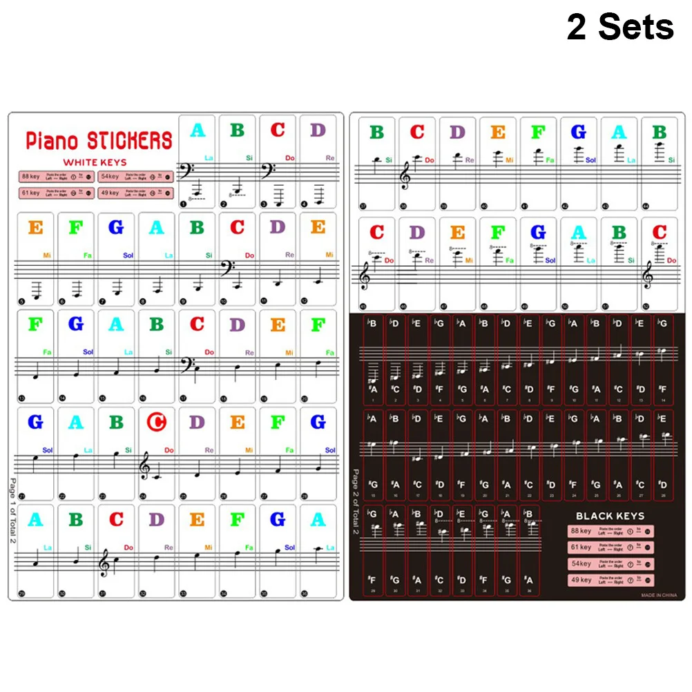 

2Sets Electronic Organ Stickers Durable Safe Use Quick Install Instructions 88 61 54 49 Keyboards Perfect Beginner Accessories