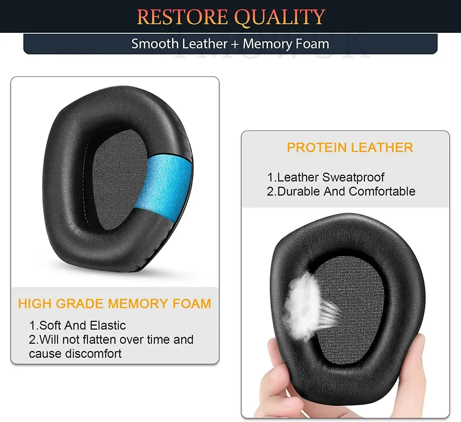 

for Sennheiser RS165, RS175, HDR165, HDR175, RS185, HDR185, RS195, HDR195 RFHeadset Earmuff， Repair Parts，Ear Cushion Cover